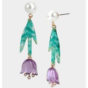 NEW Betsey Johnson TULIP DROP EARRINGS PINK